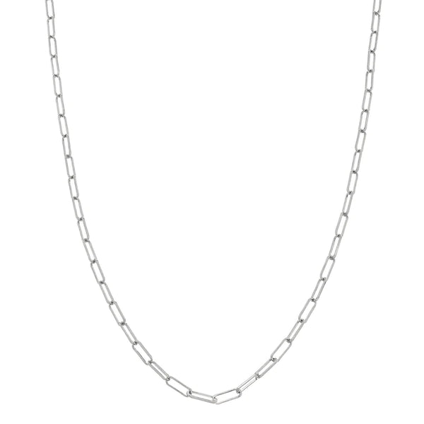 20" 14K White Gold Paper Clip Necklace - Gunderson's Jewelers