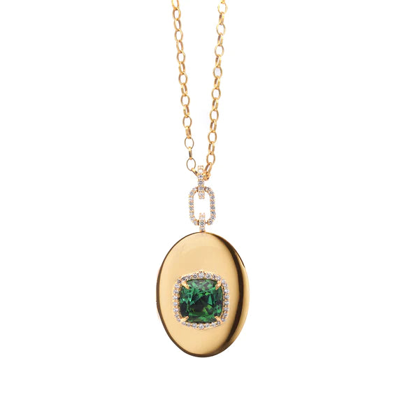 Special Edition Blue Green Tourmaline and Diamond Locket - Gunderson's Jewelers