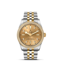 Two-tone Tudor watch, gold dial, diamond bezel; TUDOR GENEVE CHRONOMETER OFFICIALLY CERTIFIED SWISS MADE