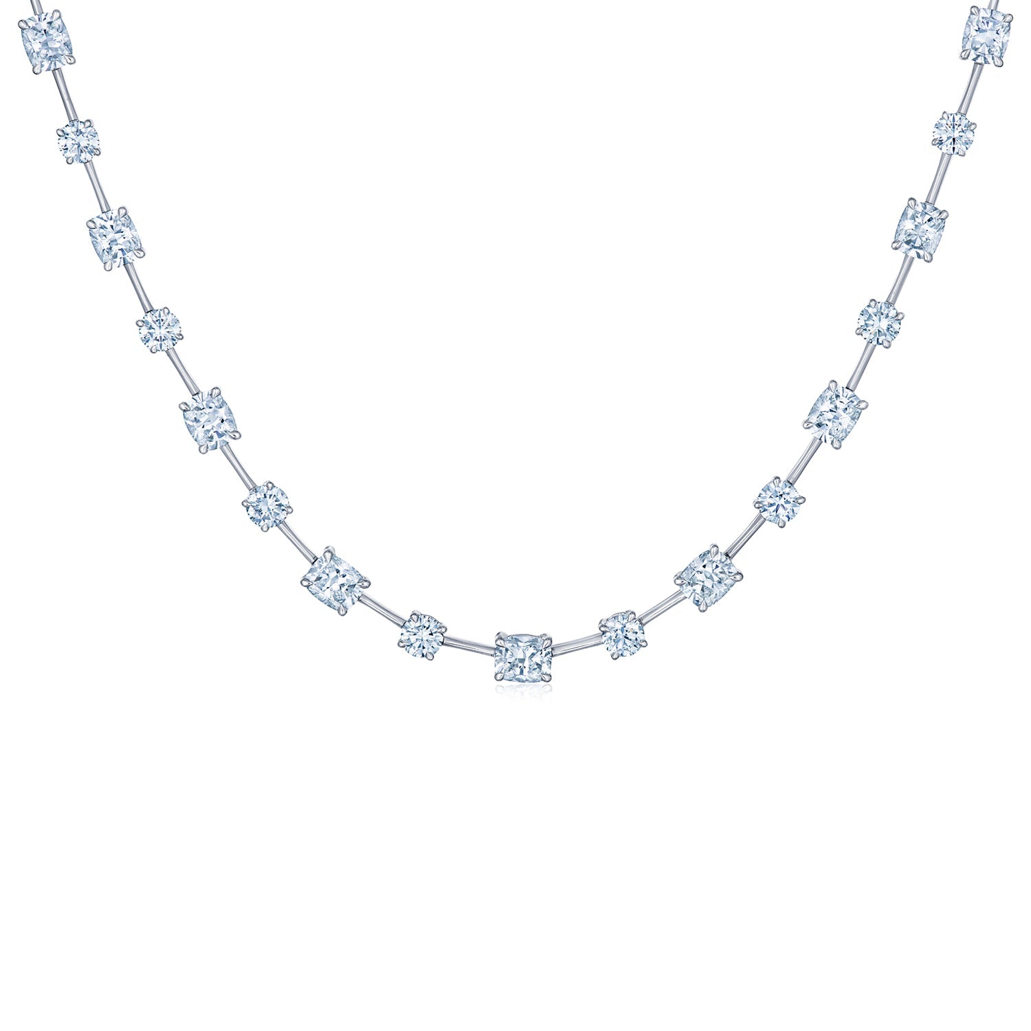 Cushion and Round Diamond Necklace