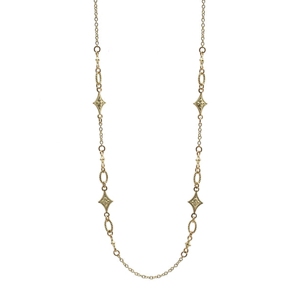 Gold Crivelli Scroll Oval Link Necklace