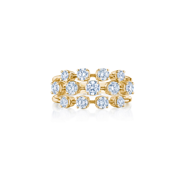 Three-Row Ring with Diamonds