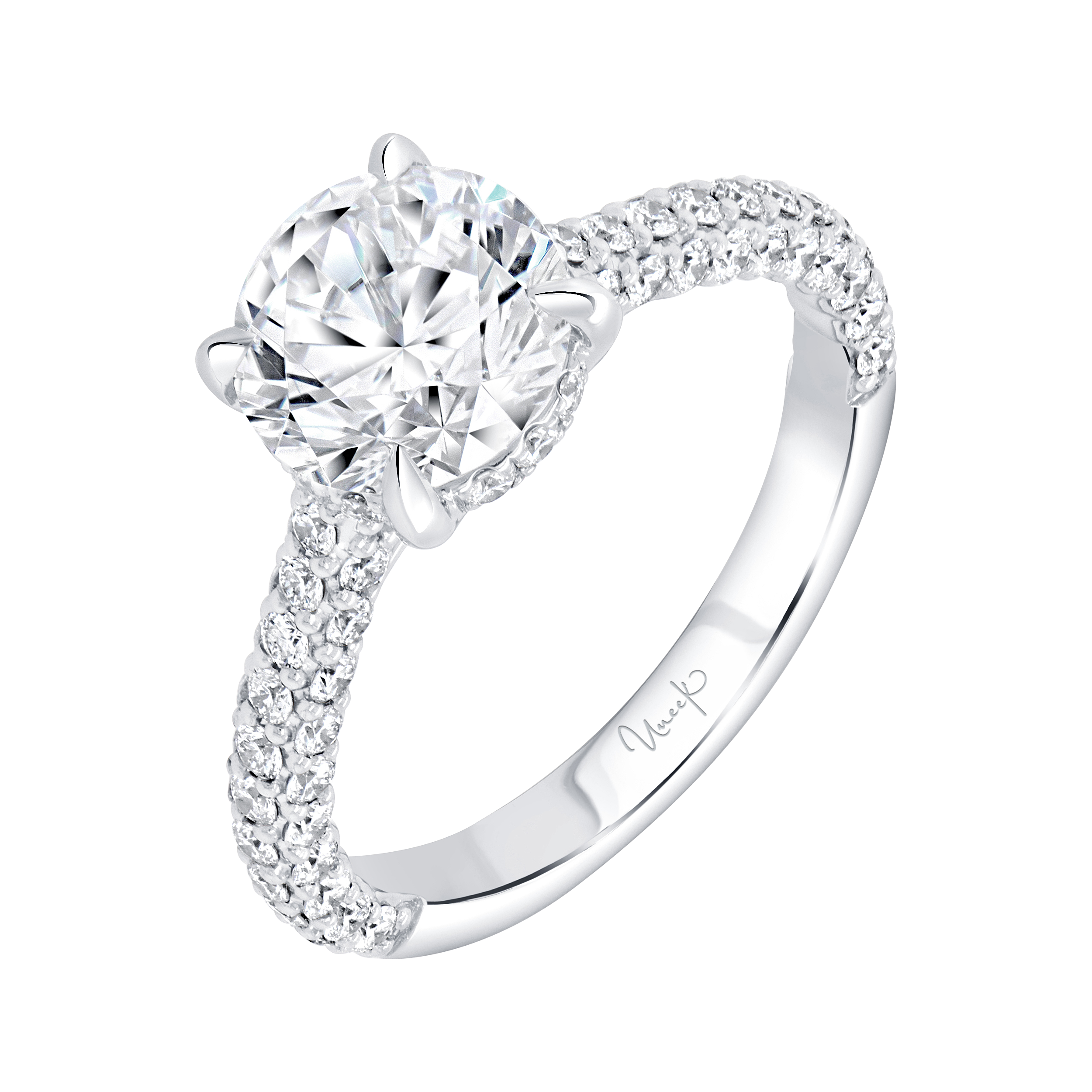 0.82ctw Under-Halo Round Engagement Ring