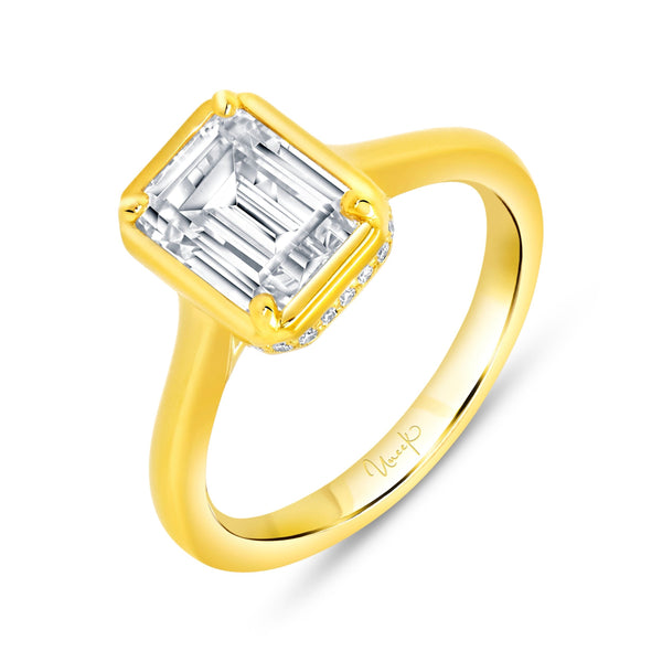 0.11ctw Emerald Cut Bezel Engagement Ring