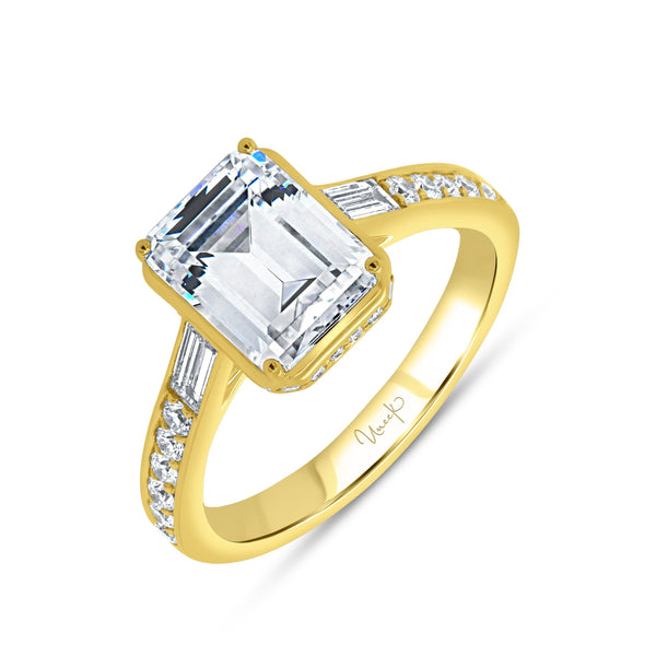 0.58ctw Emerald Bezel Engagement Ring