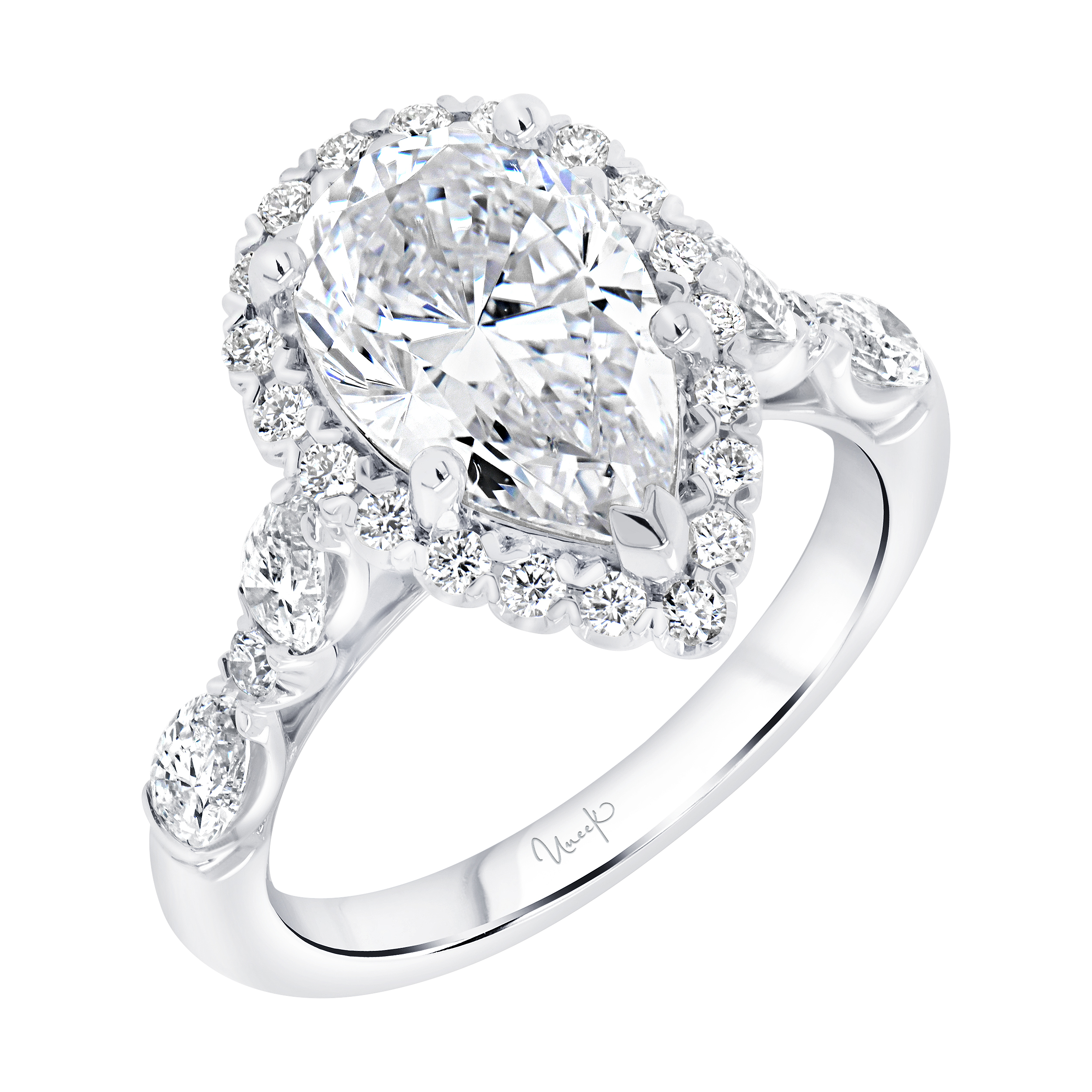1.03ctw Pear Shaped Halo Engagement Ring