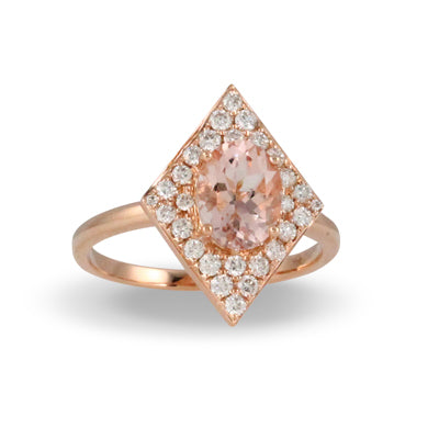 Doves Doron Paloma - 18K Rose Gold Diamond Ring with Morganite Center