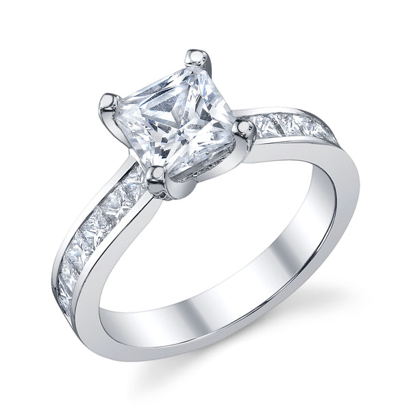 Classique Creations 14K white gold diamond engagement ring with hidden halo