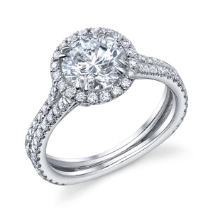 .83ctw Round Cut Diamond Halo Double Band Ring