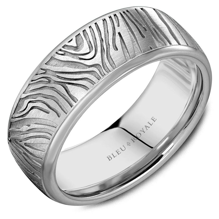 14K White Gold Bark Center With Frosted Finish