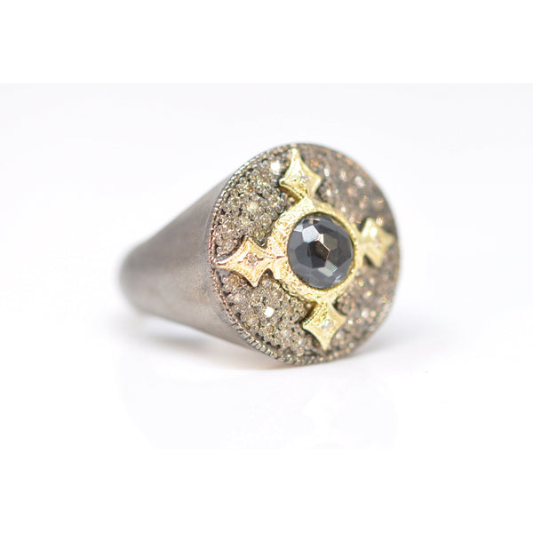 Pave Shield Statement Ring