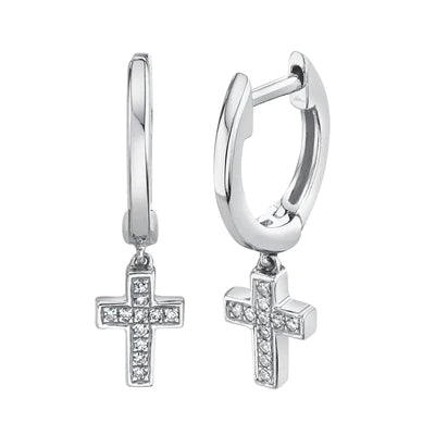 0.04ctw Diamond Cross Huggie Earring - Gunderson's Jewelers
