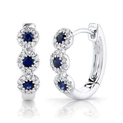 0.15ctw Diamond and 0.30ctw Blue Sapphire Huggie Earrings - Gunderson's Jewelers