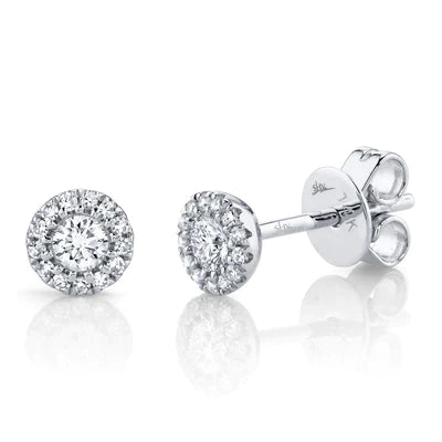 0.24ctw Diamond Halo Earring, 14K White Gold - Gunderson's Jewelers
