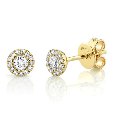 0.24ctw Diamond Halo Earring, 14K Yellow Gold - Gunderson's Jewelers