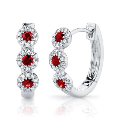 0.15ctw Diamond and 0.29ctw Ruby Huggie Earrings - Gunderson's Jewelers