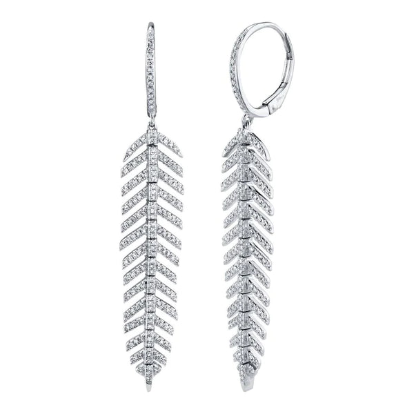 Diamond Drop Feather Earring - Gunderson's Jewelers