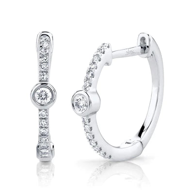 0.13ctw Diamond Bezel Hoop Earring - Gunderson's Jewelers