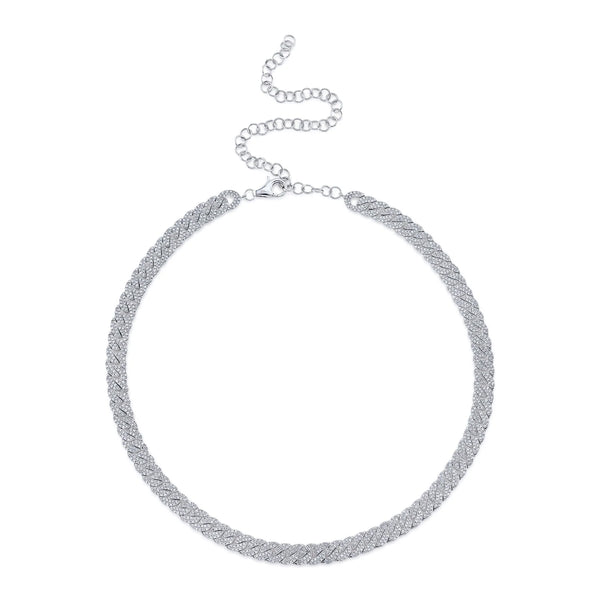 3.01ctw Diamond Pave Link Choker Necklace