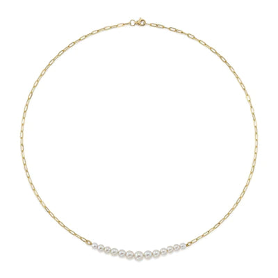 Cultured Pearl Paper Clip Link Necklace - Gunderson's Jewelers
