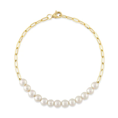 Cultured Pearl Paper Clip Link Bracelet - Gunderson's Jewelers