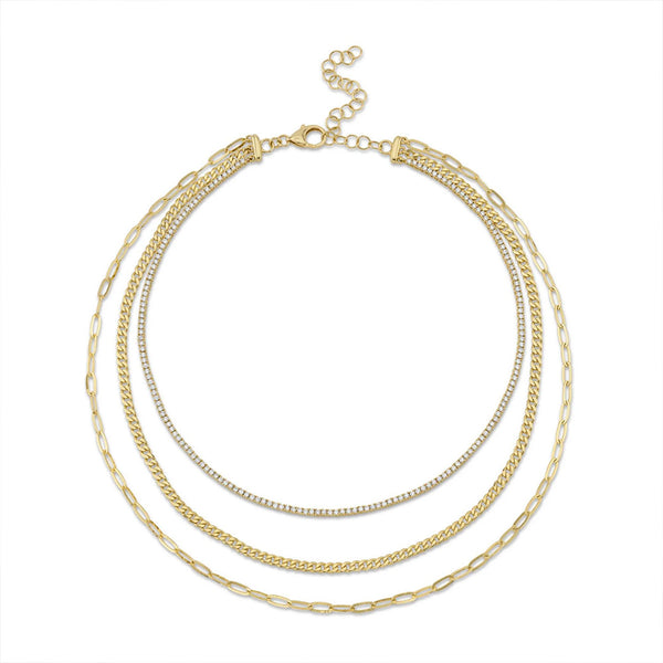 3.29CT Diamond Paper Clip Link Necklace