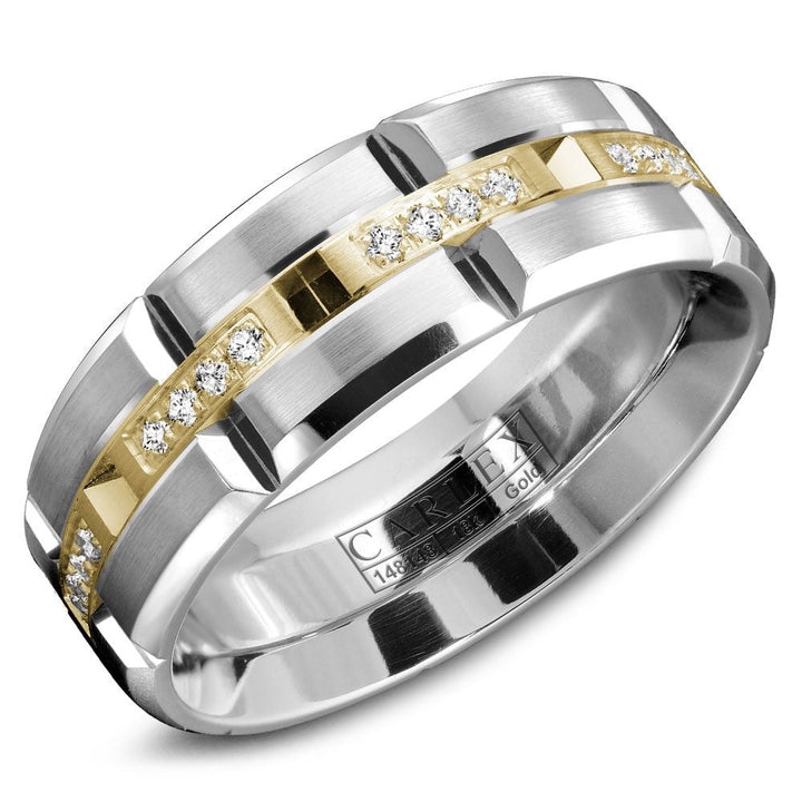 14K White and Yellow Gold Brushed Band with 0.21ctw Diamonds