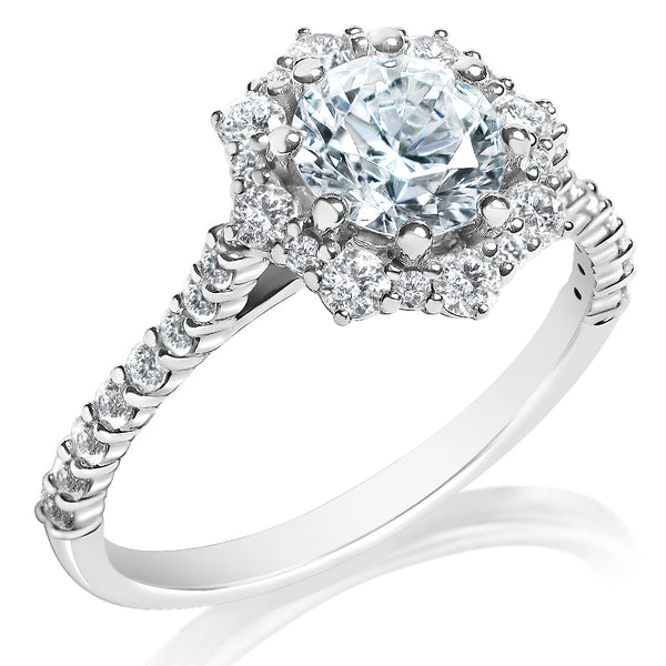 .56ctw Round Cut Diamond Halo Engagement Ring