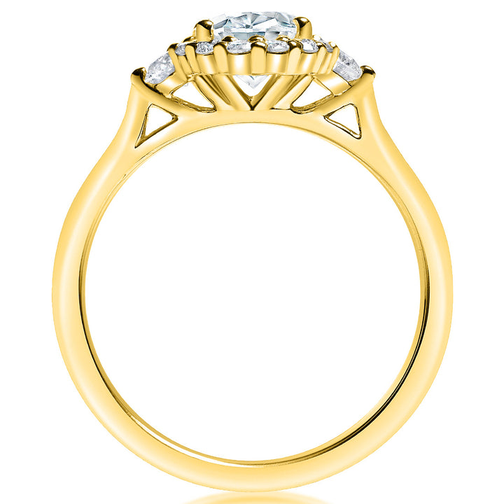 Classique Creations 14K yellow gold diamond halo engagement ring