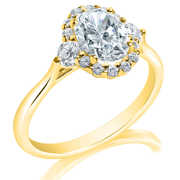 Classique Creations 14K yellow gold diamond halo engagement ring