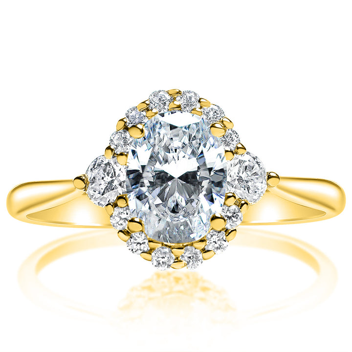 Classique Creations 14K yellow gold diamond halo engagement ring