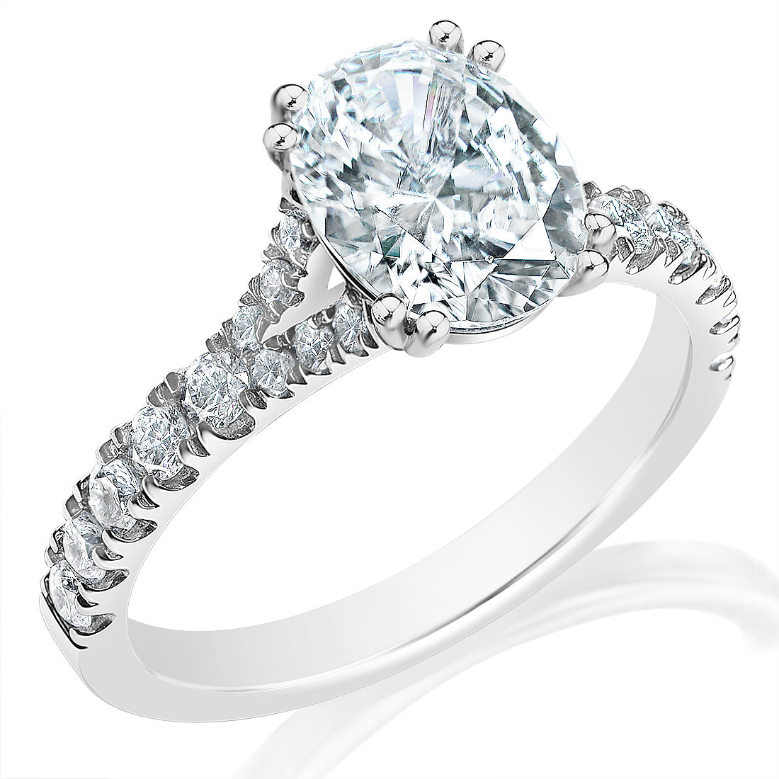 Classique Creations 14K white gold diamond engagement ring a hidden halo