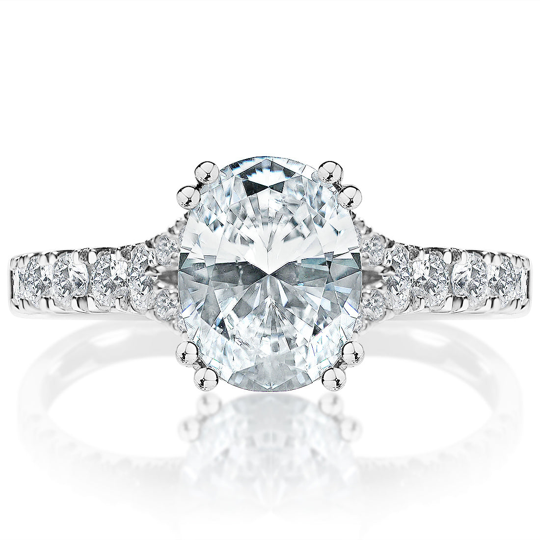 Classique Creations 14K white gold diamond engagement ring a hidden halo