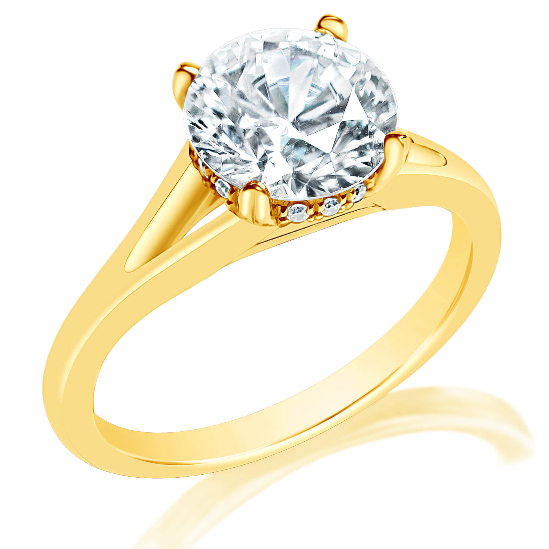 Classique Creations 14K yellow gold diamond engagement ring with hidden diamonds