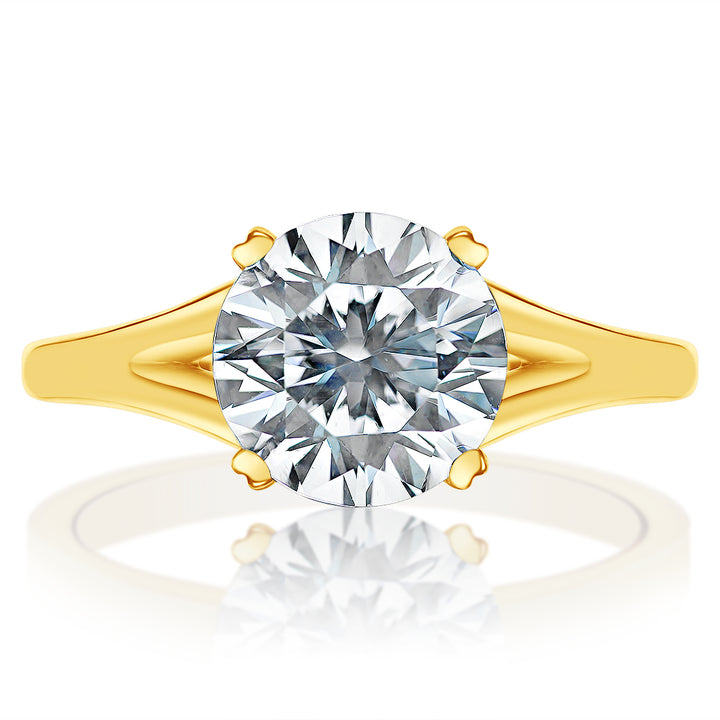 Classique Creations 14K yellow gold diamond engagement ring with hidden diamonds