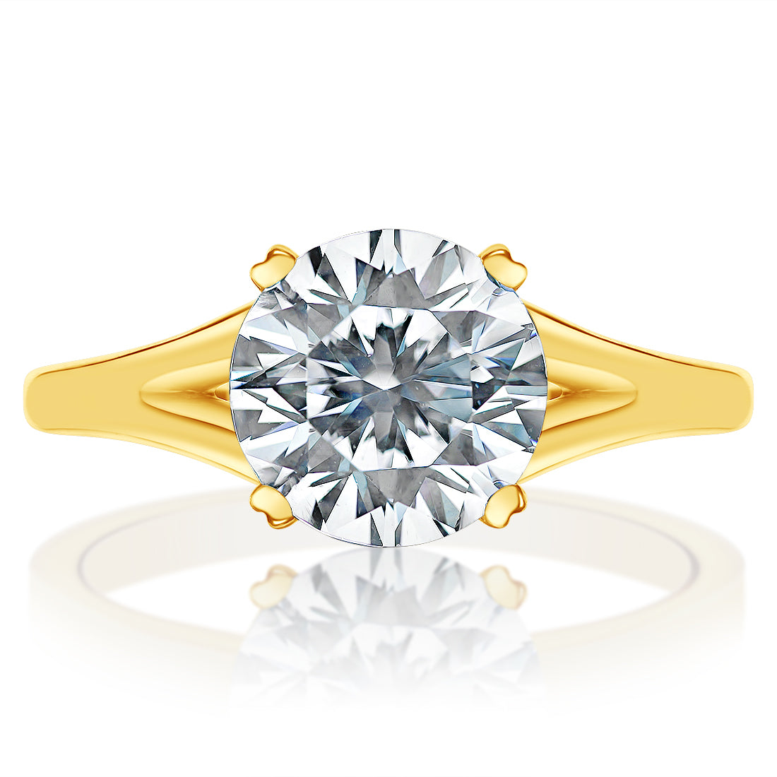 Classique Creations 14K yellow gold diamond engagement ring with hidden diamonds