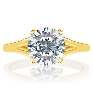 Classique Creations 14K yellow gold diamond engagement ring with hidden diamonds