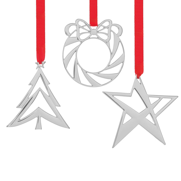Assorted Mini Ornaments – Star, Wreath, Tree, Set of 3 - Gunderson's Jewelers