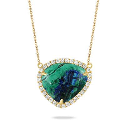 Azurite Malachite, 0.40ctw Diamond Pendant - Gunderson's Jewelers