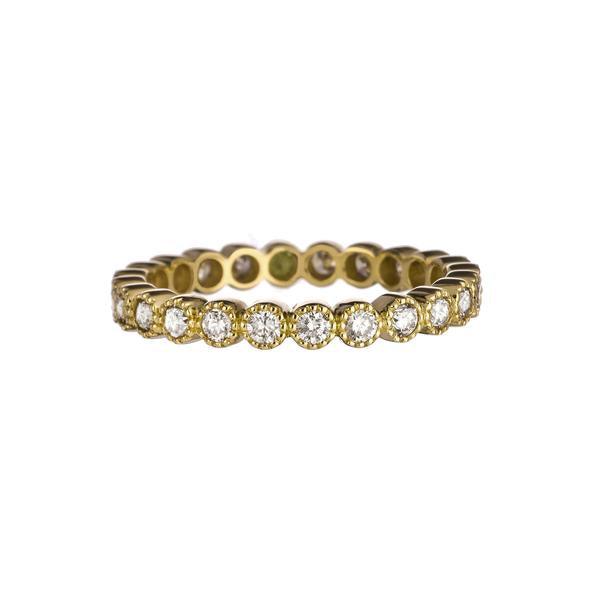 Bezel White Diamond Band, Yellow Gold - Gunderson's Jewelers