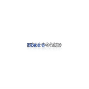 Blue Sapphire and Round Brillant Diamond Band - Gunderson's Jewelers