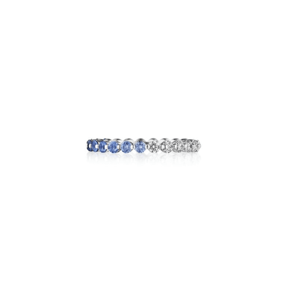 Blue Sapphire and Round Brillant Diamond Band - Gunderson's Jewelers