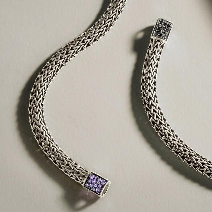 Classic Chain Reversible Pavé Icon Bracelet, Amethyst & Black Sapphire - Gunderson's Jewelers