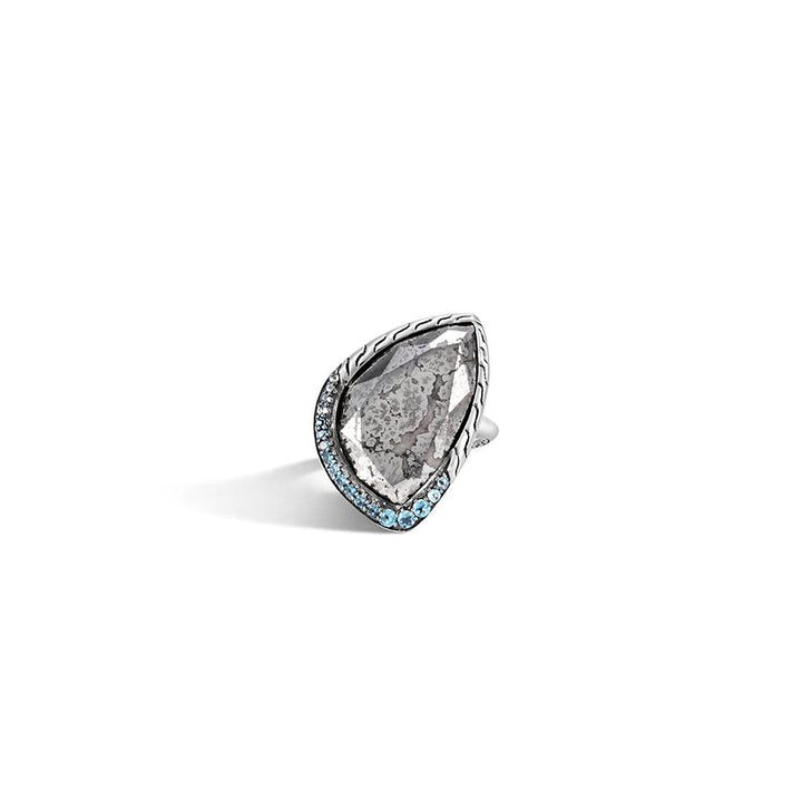 Classic Chain Silver Calcite & Blue Topaz Ring - Gunderson's Jewelers