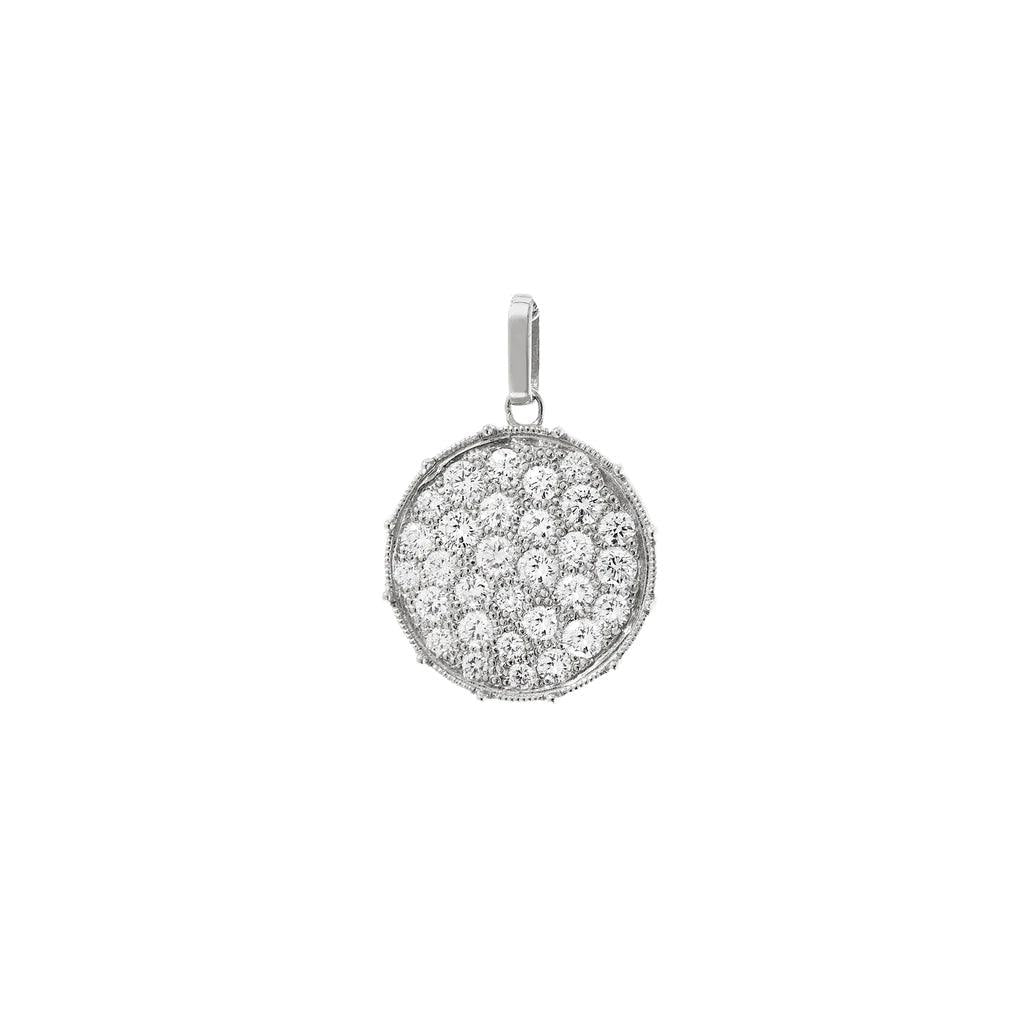 Confetti White Gold Diamond Disc Pendant - Gunderson's Jewelers