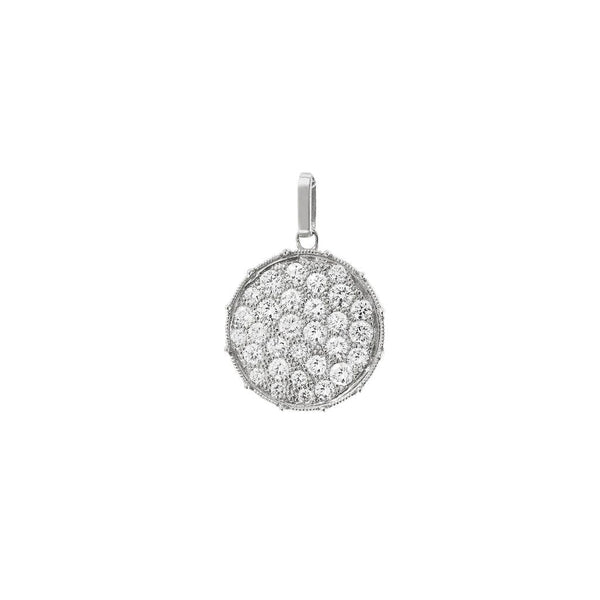 Confetti White Gold Diamond Disc Pendant - Gunderson's Jewelers