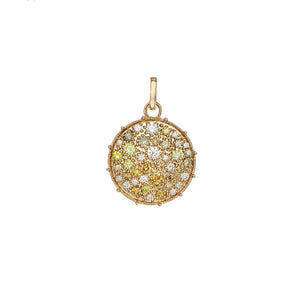 Confetti Yellow Gold Multi-Color Diamond Disc Pendant - Gunderson's Jewelers