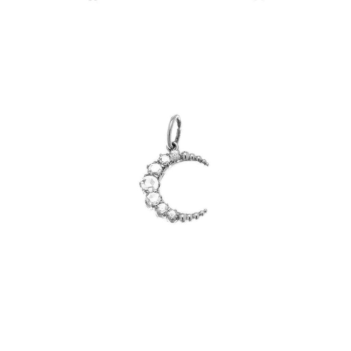 Crescent Rose Cut White Gold Diamond Charm - Gunderson's Jewelers