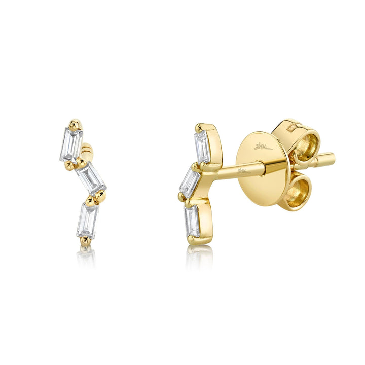 Diamond Baguette Earrings, Yellow Gold - Gunderson's Jewelers