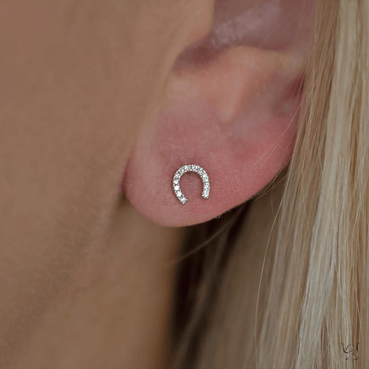 Diamond Horseshoe Stud Earring - Gunderson's Jewelers